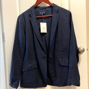 NWT Gap Linen Navy Blazer  12Petite